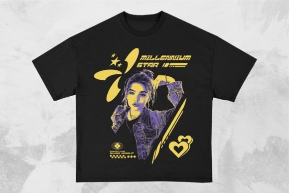 Millennium Star Graphics for Y2K T-Shirt Designs