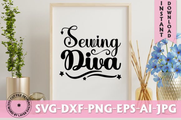 Sewing Diva SVG Design for T-Shirt Graphics and More