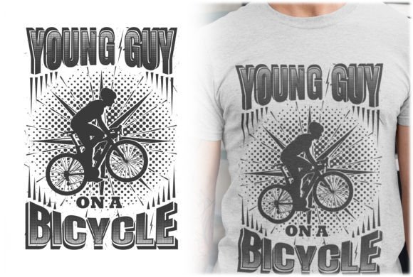 Young Guy on a Bicycle: A Versatile T-Shirt Design Graphic